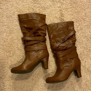 Brown heeled boots
